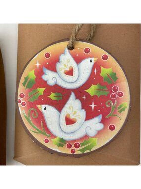 Ornaments 12 Days of Christmas Wood Resin Slice Holiday Rustic 3" Dia.